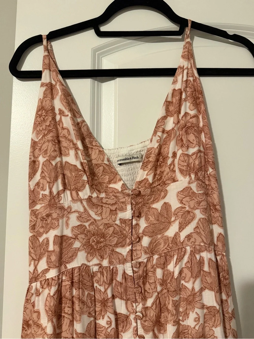 Abercrombie & Fitch Dusty rust Floral V-Neck Spaghetti Strap Maxi Dress
